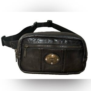 Vintage Land Cowhide Leather Fanny Pack Belt Waist Bag Brown